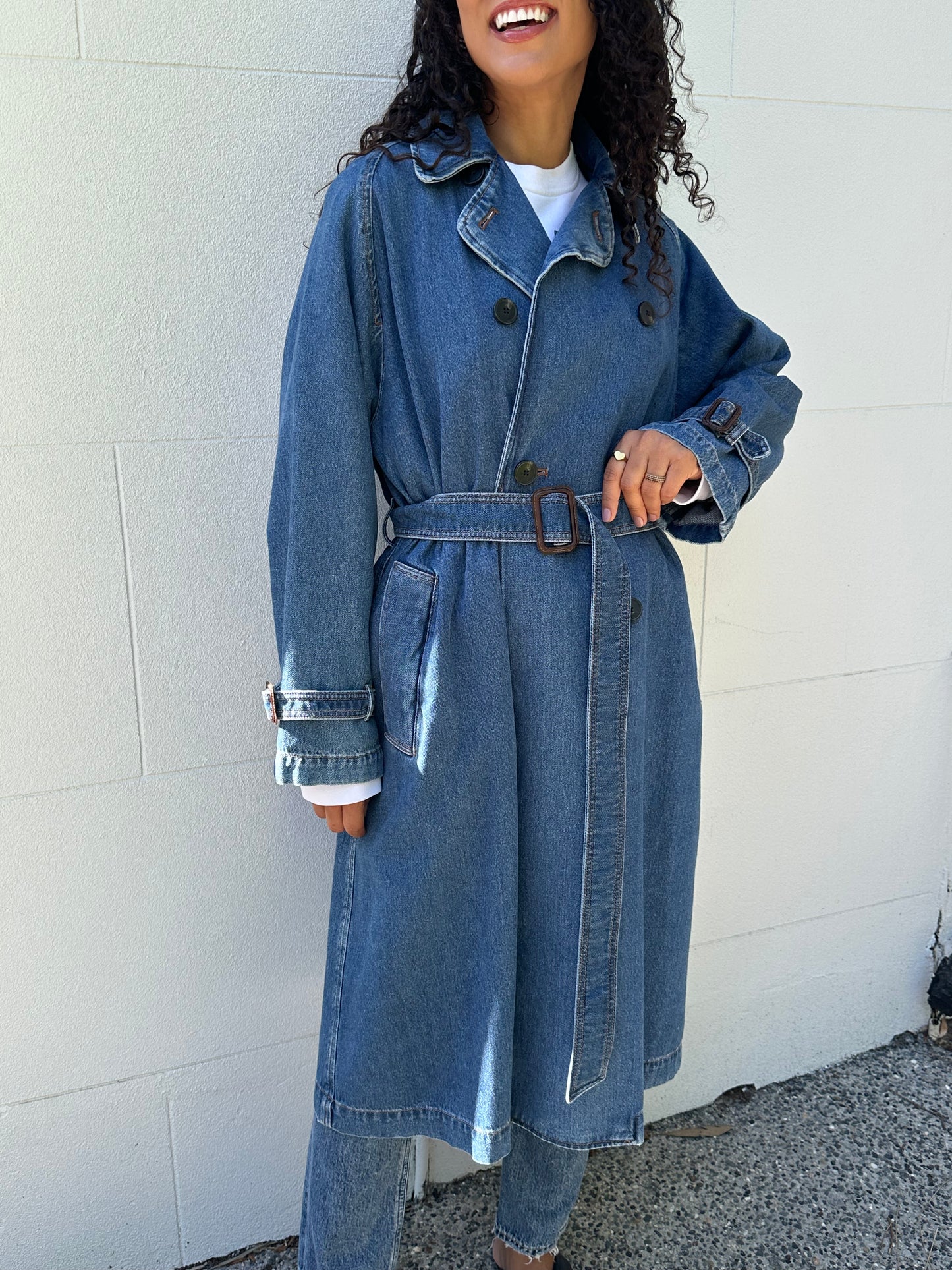 Max Mara Denim Trench Coat Size 44