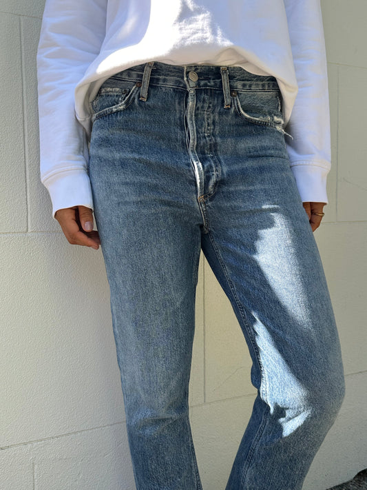 Agolde Blue Button Jeans Size 26
