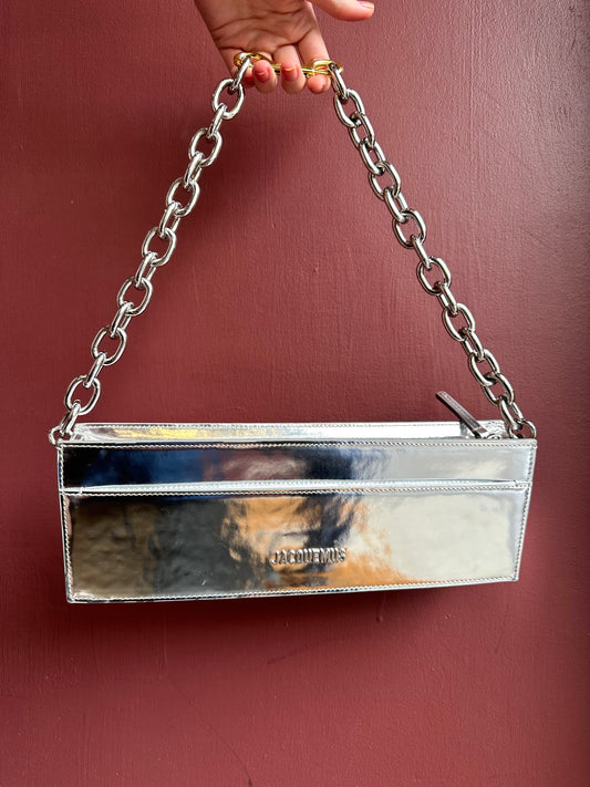 Jacquemus Le Ciuciu Silver Leather Shoulder Bag
