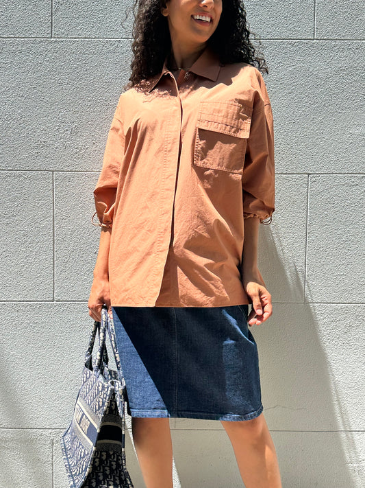 Hermes Rust  Short Sleeve Shirt Size 34