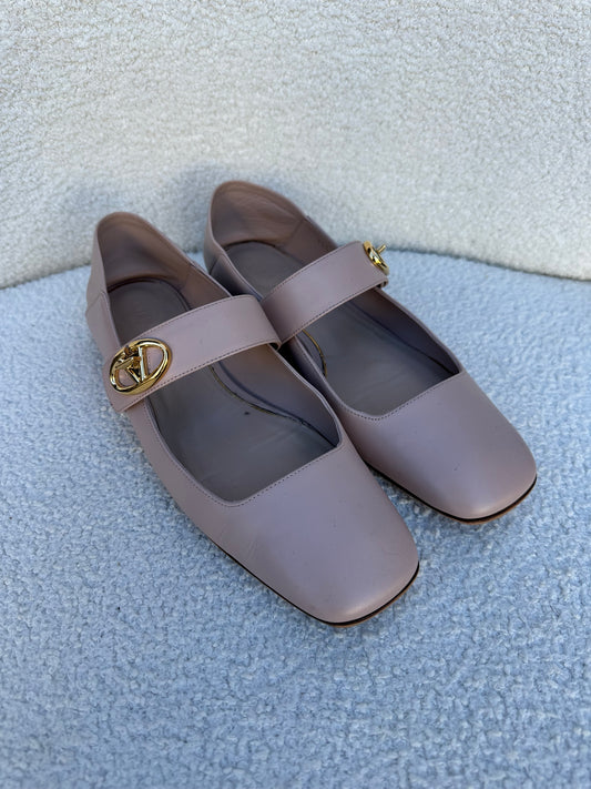 Valentino Taupe Maryjane Shoes Size 38