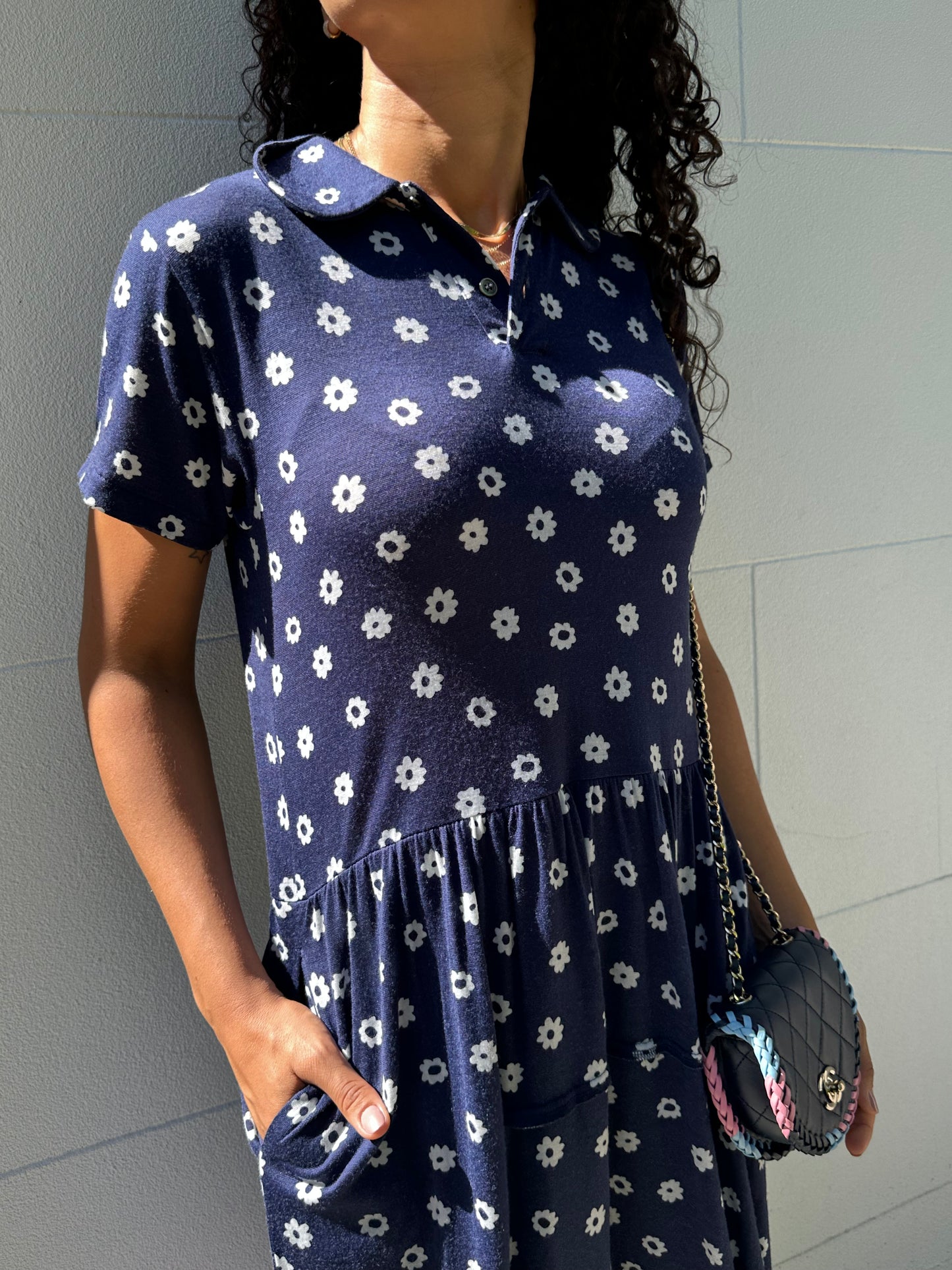 Comme Des Garcons Blue Floral Dress Size S