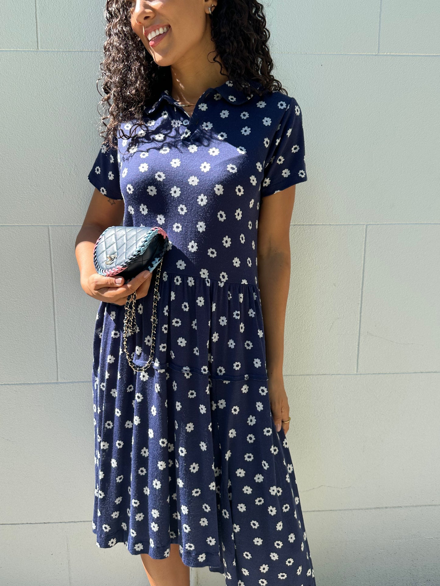 Comme Des Garcons Blue Floral Dress Size S