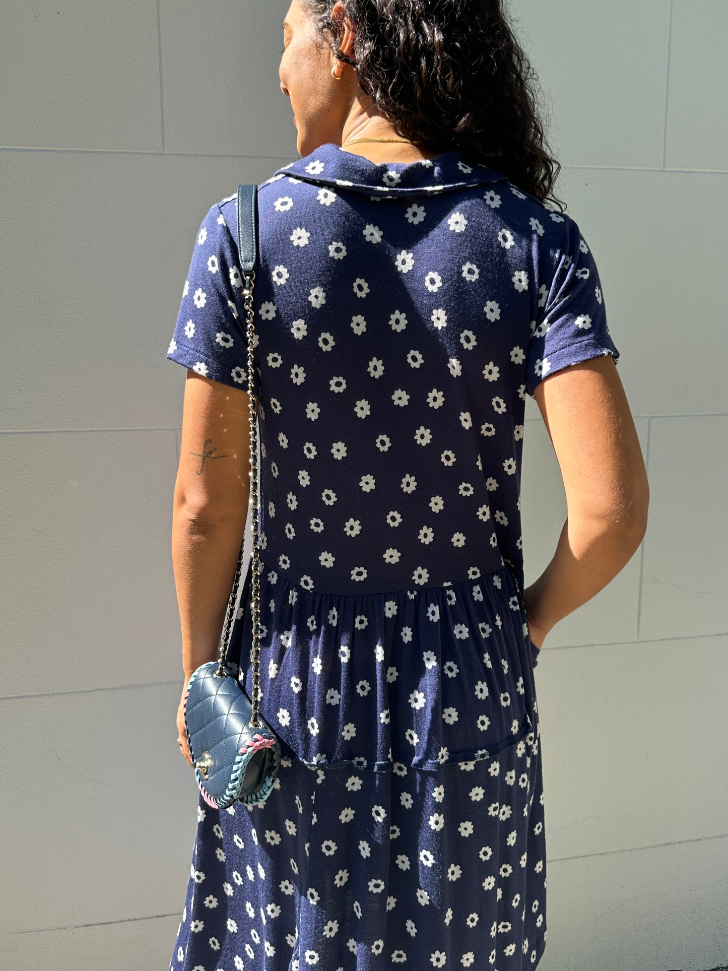 Comme Des Garcons Blue Floral Dress Size S