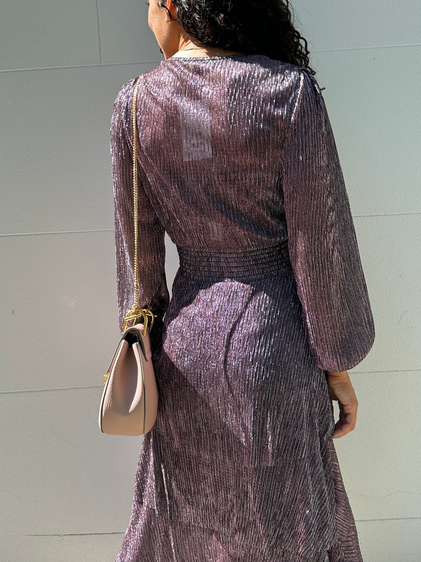 Maje Stripe Lurex Pink Dress Size 38