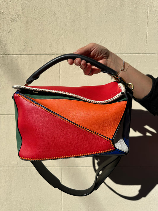 Loewe Medium Puzzle Multicolour Patchwork Handbag