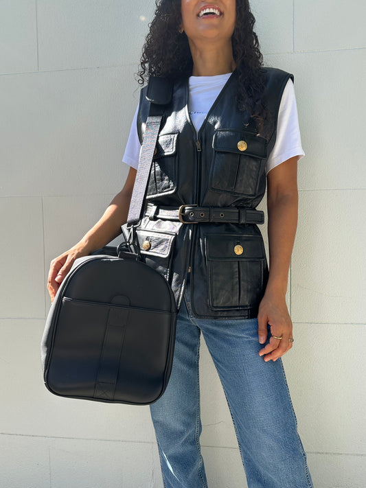 Chloe Black Leather Waistcoat Size 40