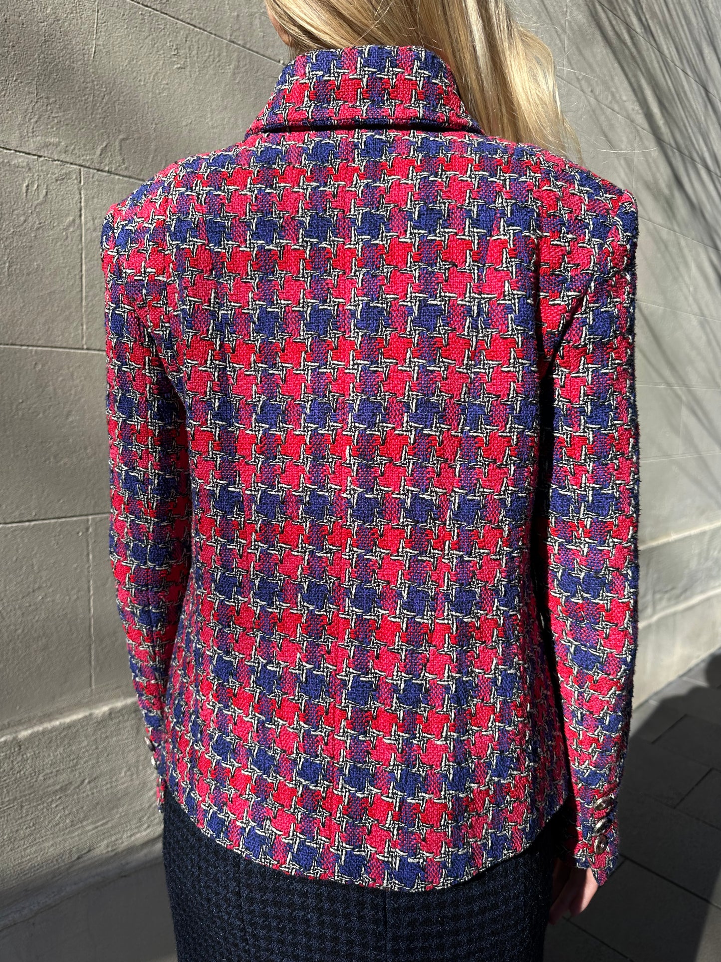 Chanel Red and Purple Tweed Jacket Size 38
