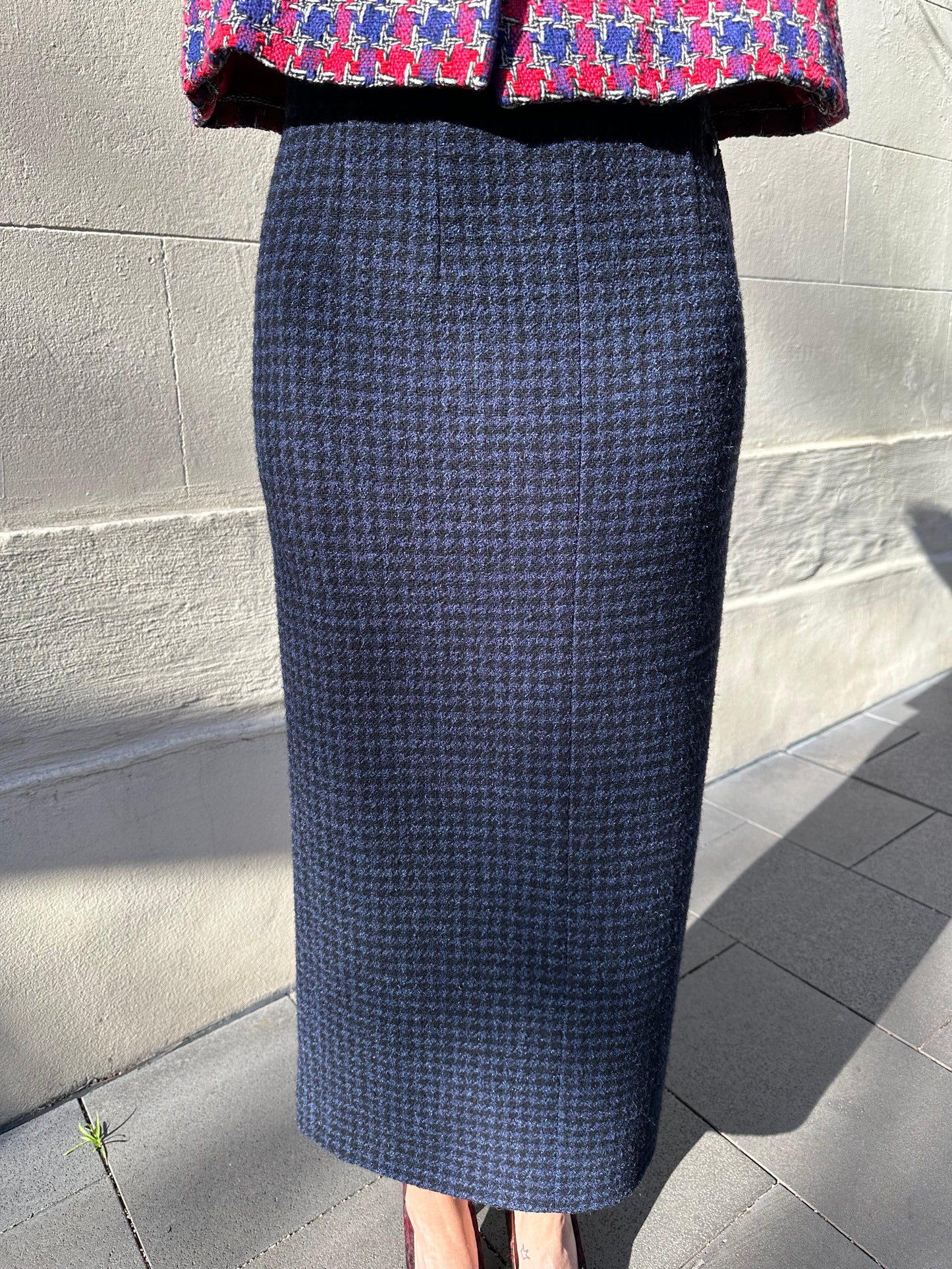 Chanel Blue and Black Check Skirt Size 38