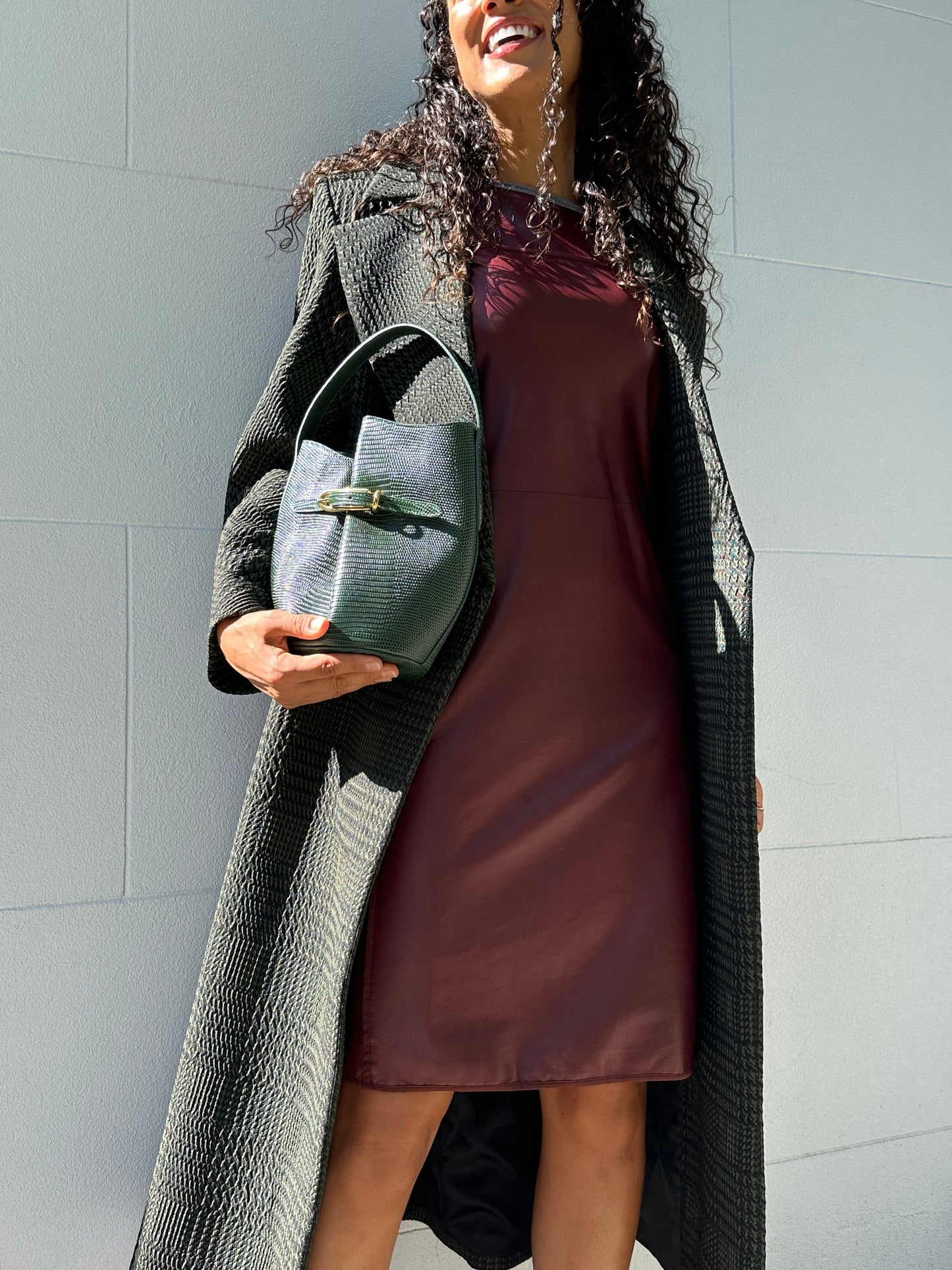 Bianca Spender Olive Check Coat Size 6