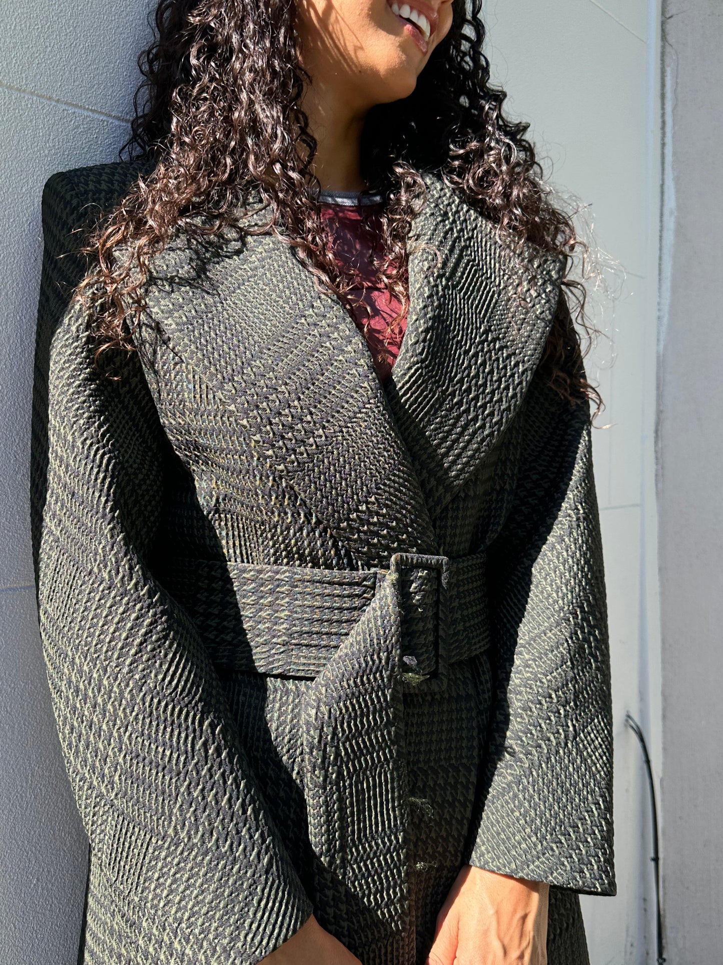 Bianca Spender Olive Check Coat Size 6