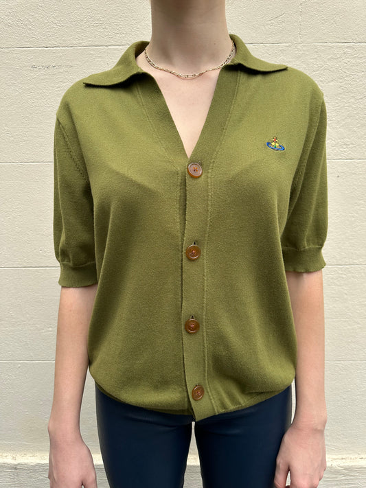 Vivienne Westwood Olive Short Sleeve Cardigan Size L