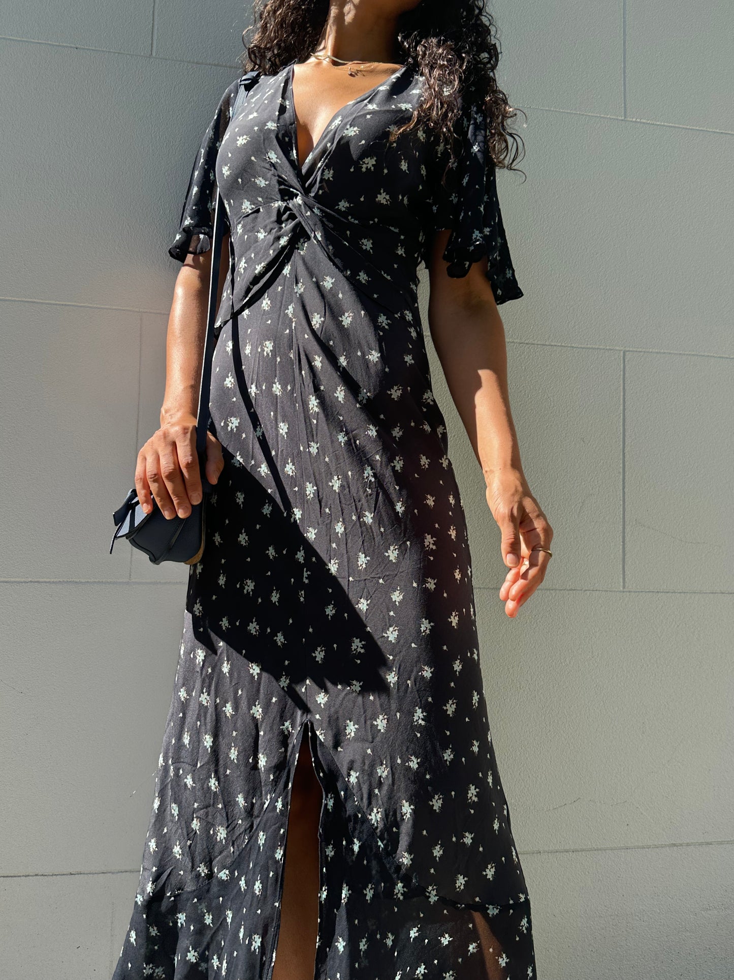 Rixo Floral Black Dress Size XS
