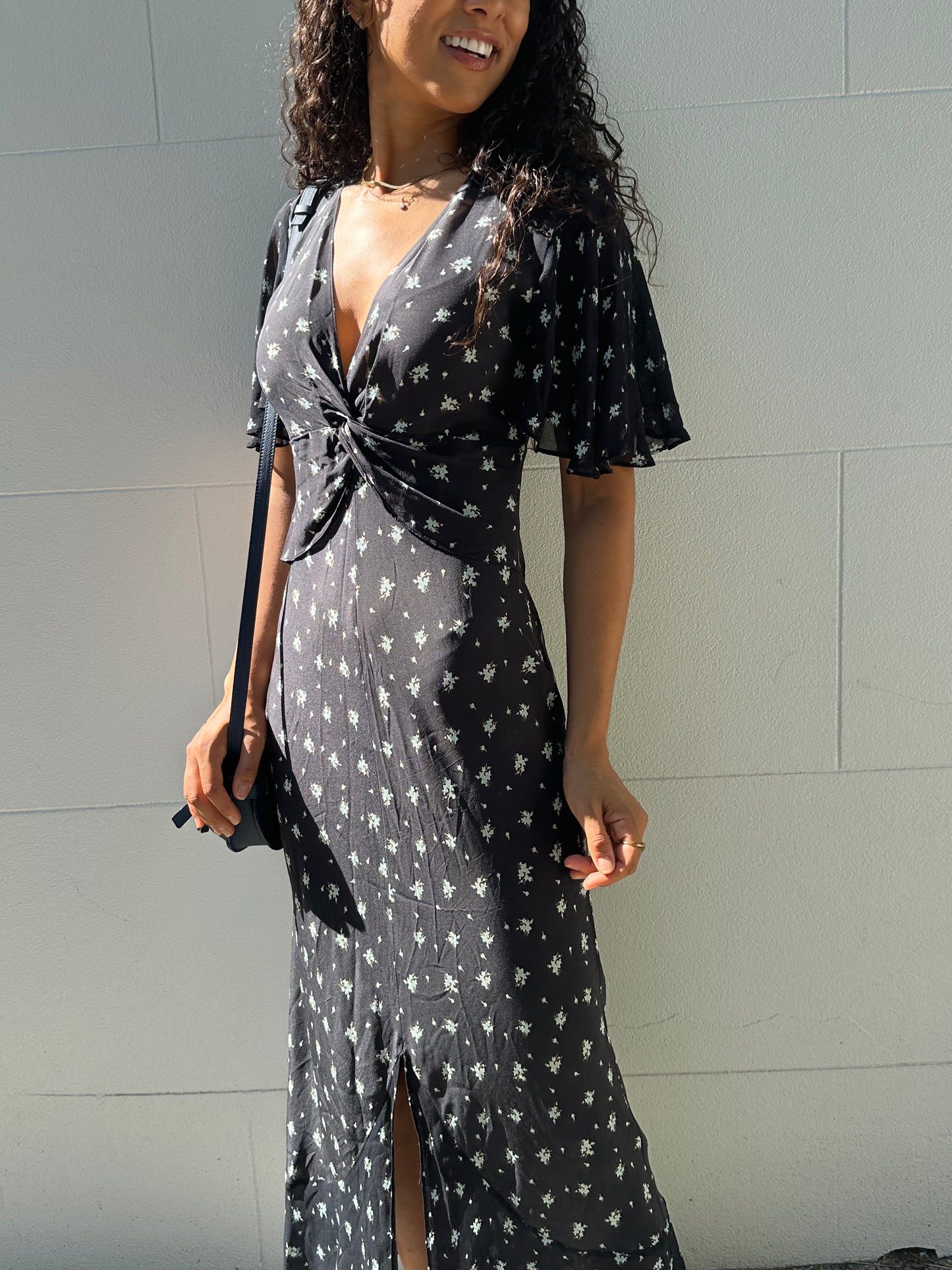 Rixo Floral Black Dress Size XS
