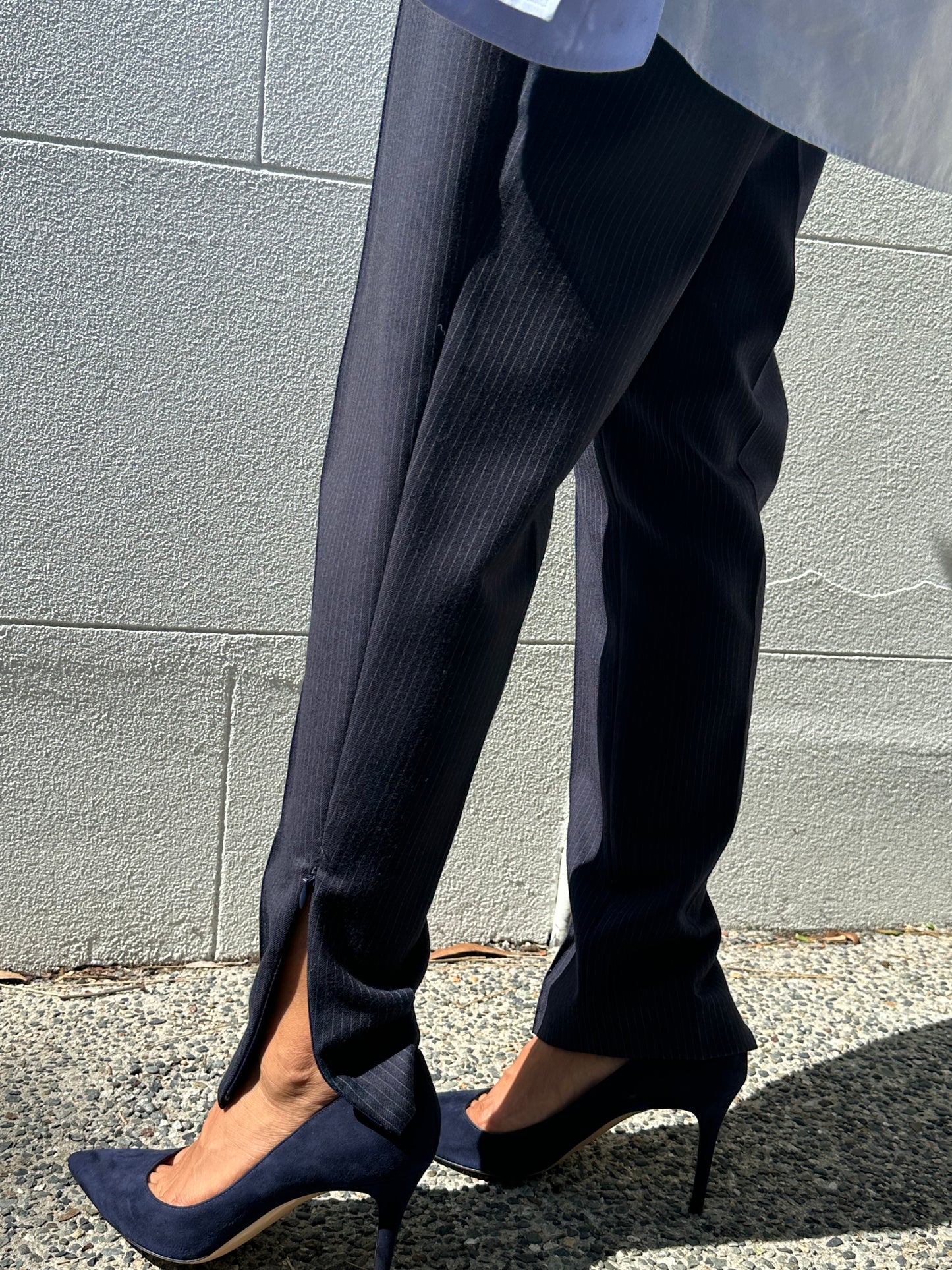 Celine Navy Pinstripe Pant Size 38