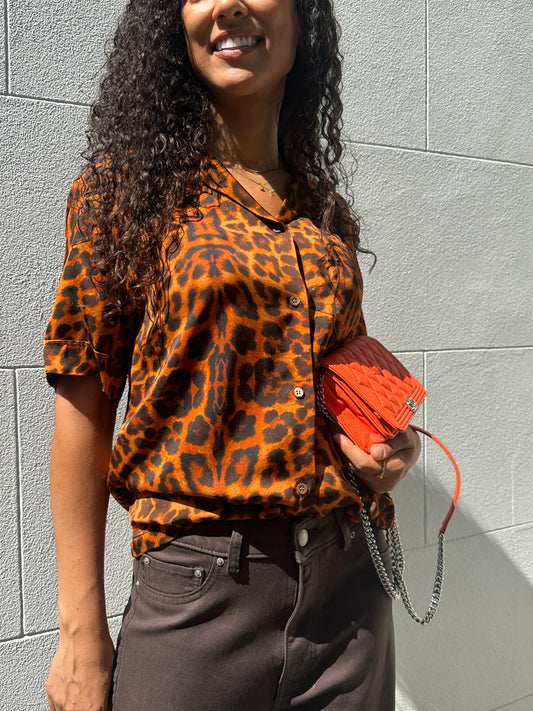Dries Van Noten Leopard Print Short Shirt Size 34