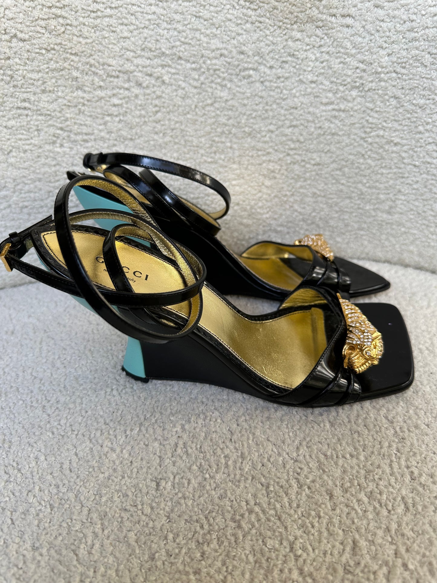 Gucci Dora Tiger Patent Sandals Size 39