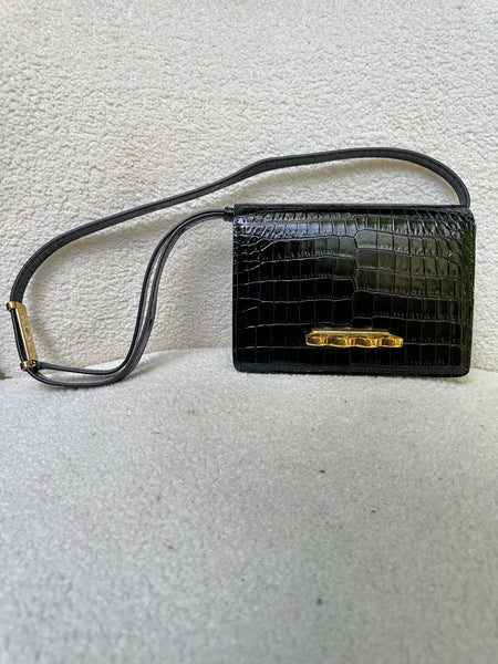 Alexander McQueen Black Croc Bag