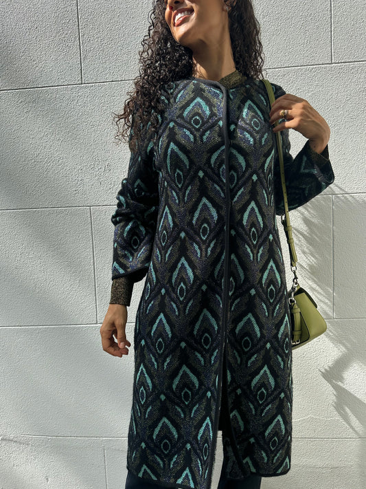 M Missoni Acqua Paisley Long Coat Size 48