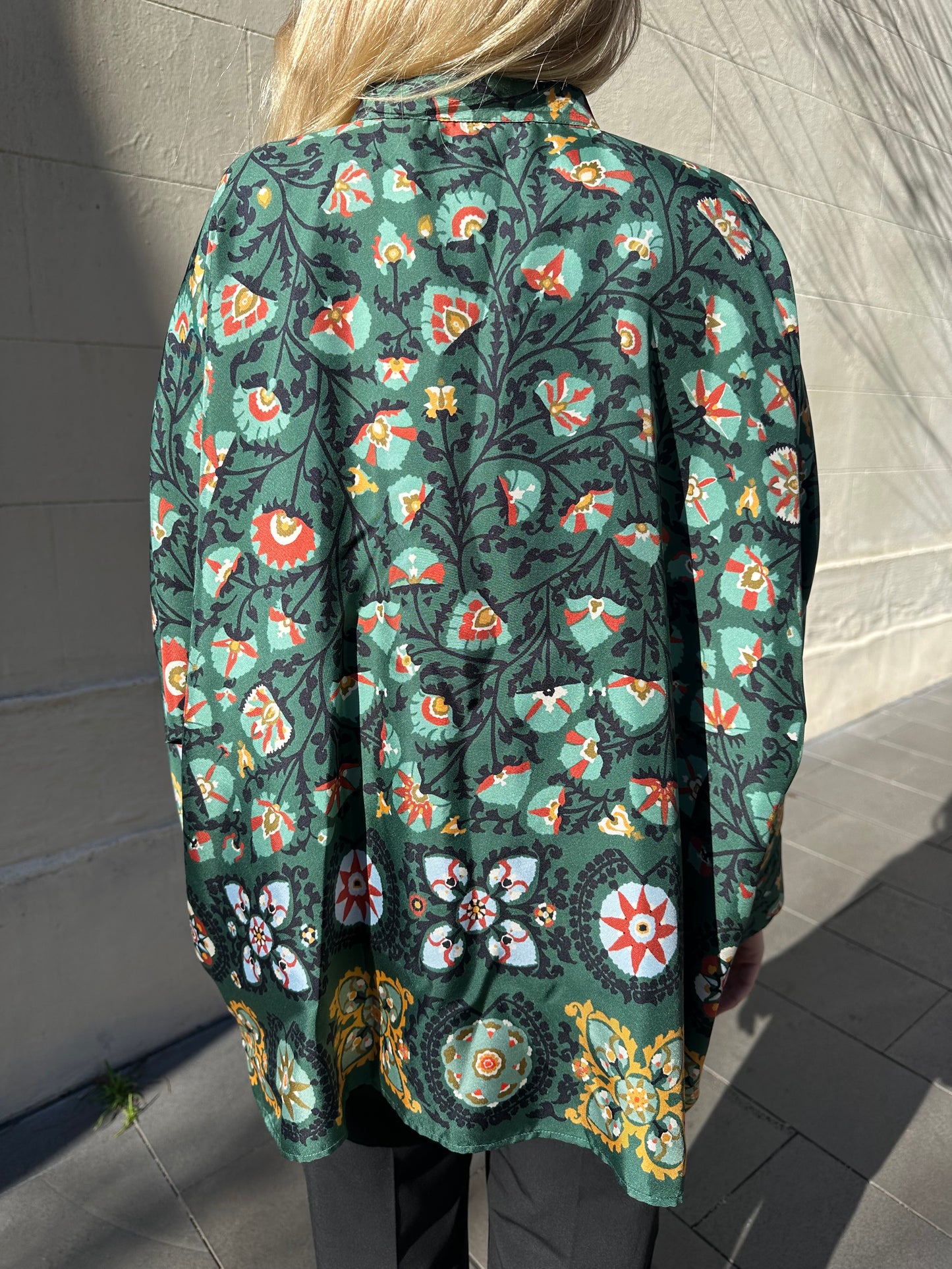 La Double J Green Print Silk Shirt Size S