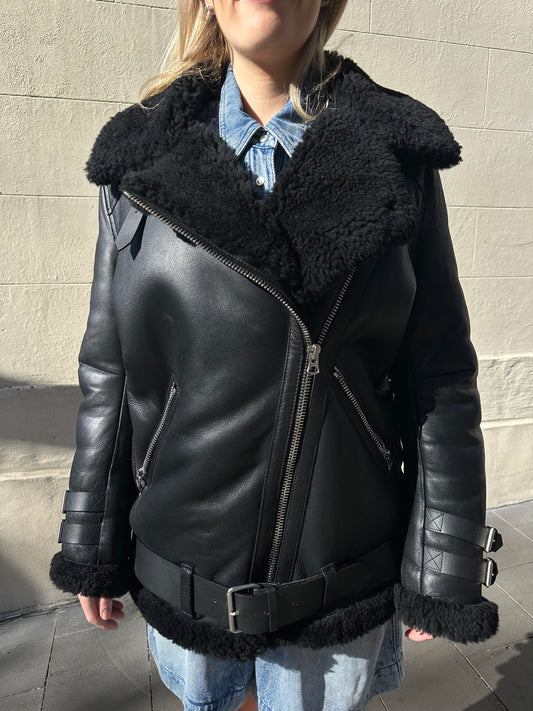 Acne Studios Shearling Black Coat Size 36