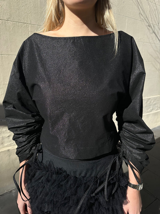 Scanlan Theodore Black Shimmery Top Size 8