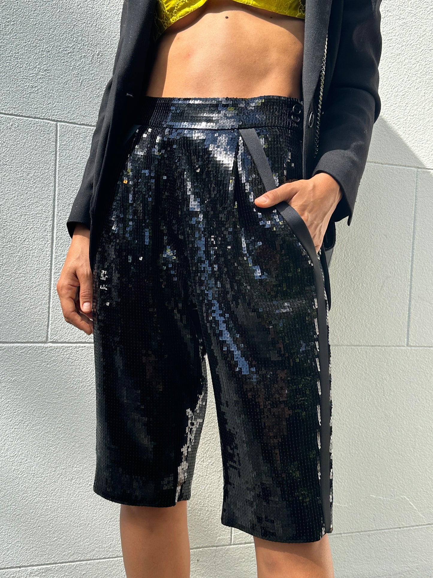 Saint Laurent Black Sequin Shorts Size 36