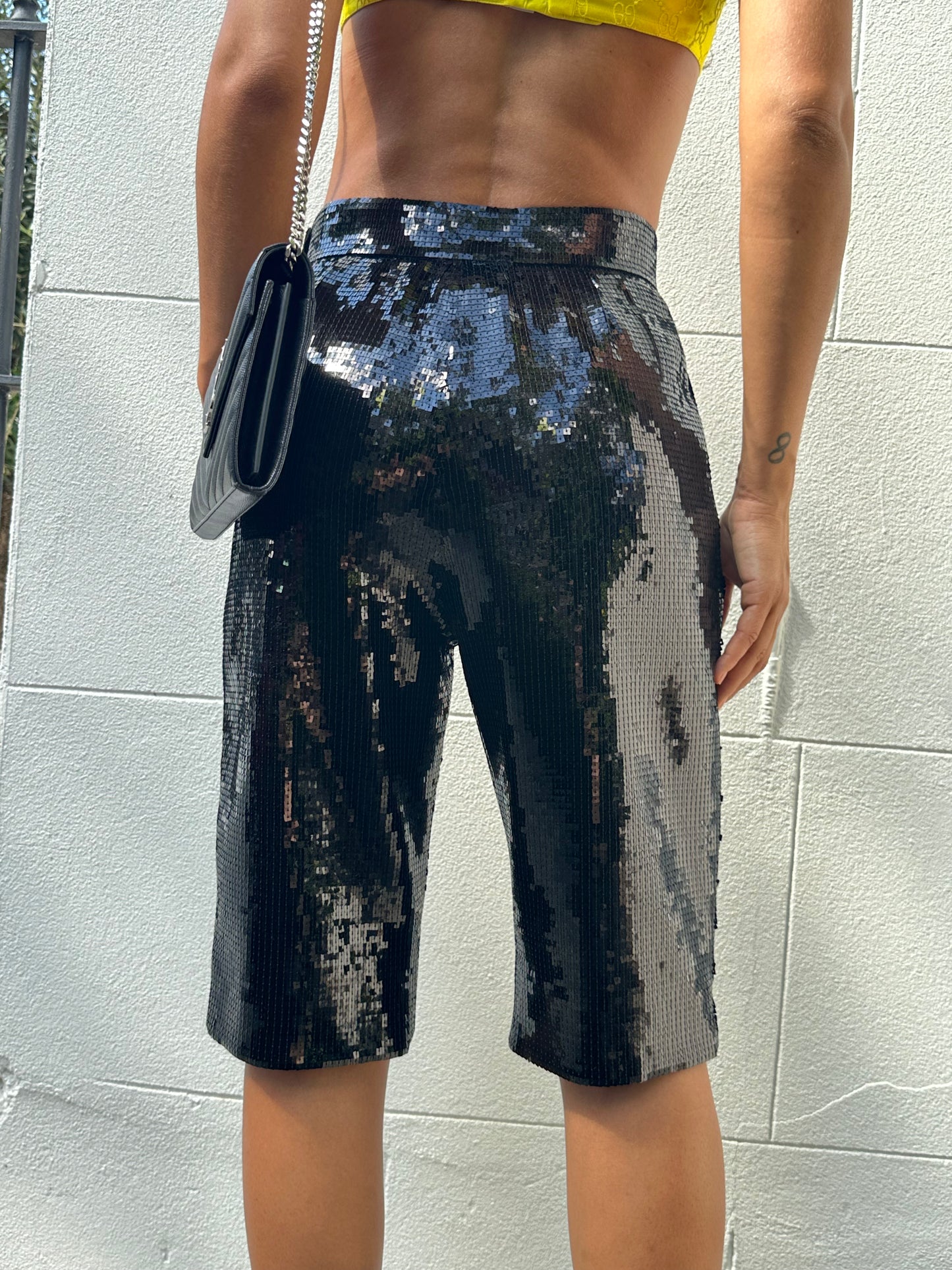 Saint Laurent Black Sequin Shorts Size 36