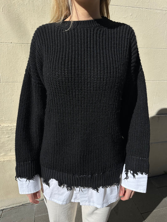 Maison Margiela Black White Trim Knit Size Xs