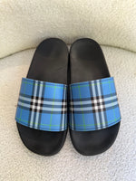 Burberry Blue Plaid Slides Size 41