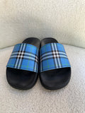 Burberry Blue Plaid Slides Size 41