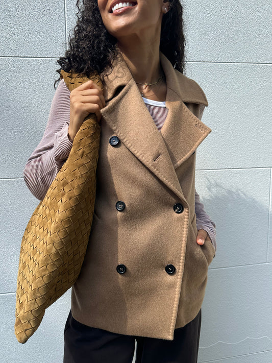 Max Mara Camel Wool Waist Coat Size 34