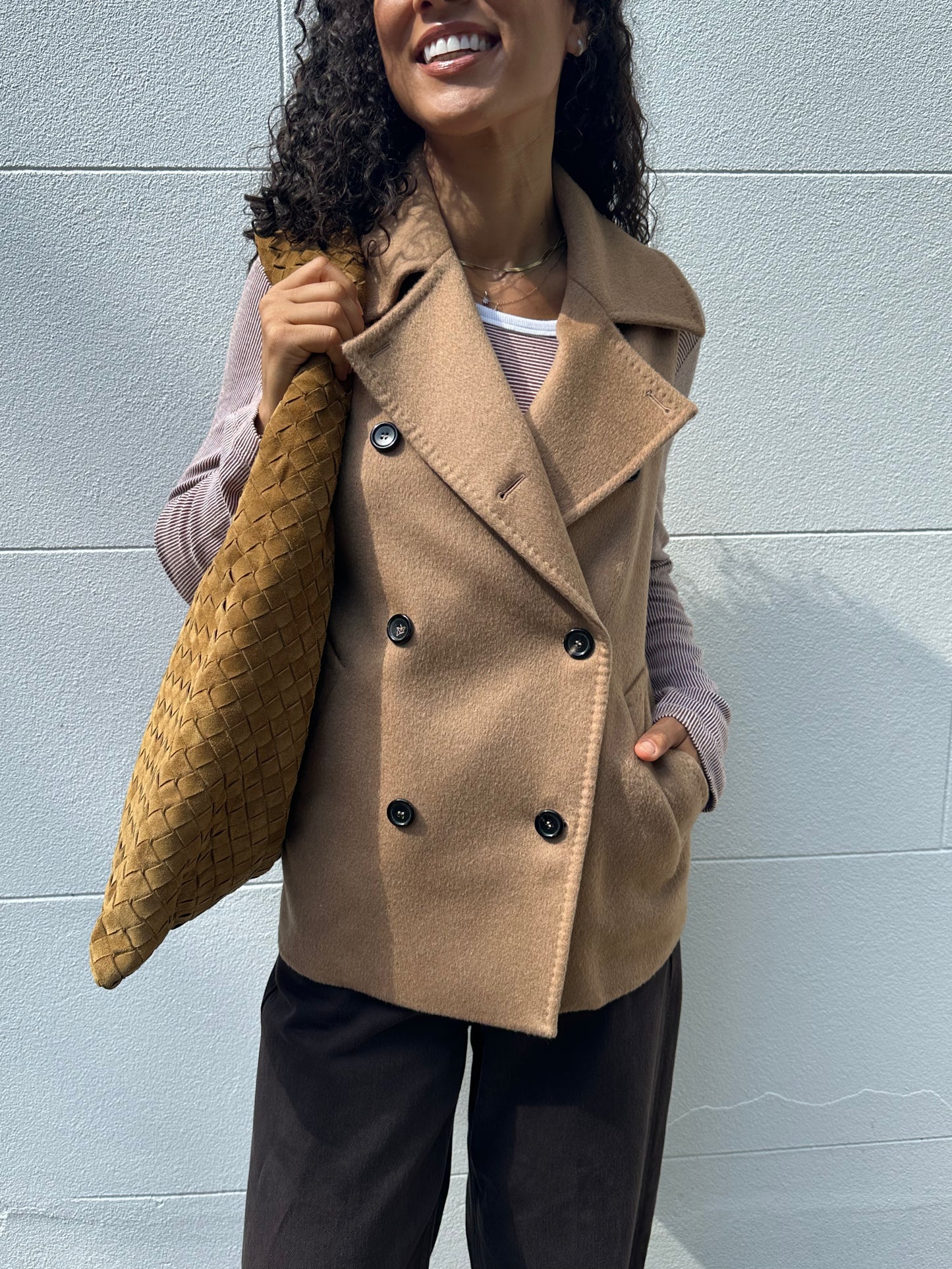 Max Mara Camel Wool Waist Coat Size 34