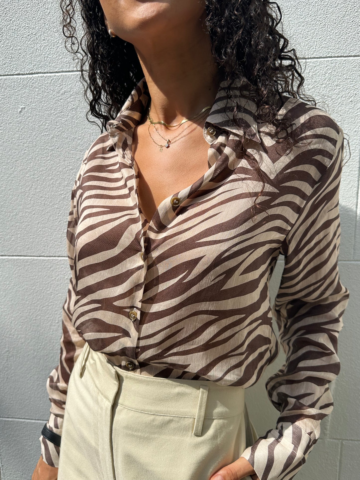 Viktoria and Woods Brown Cream Linen Size 00