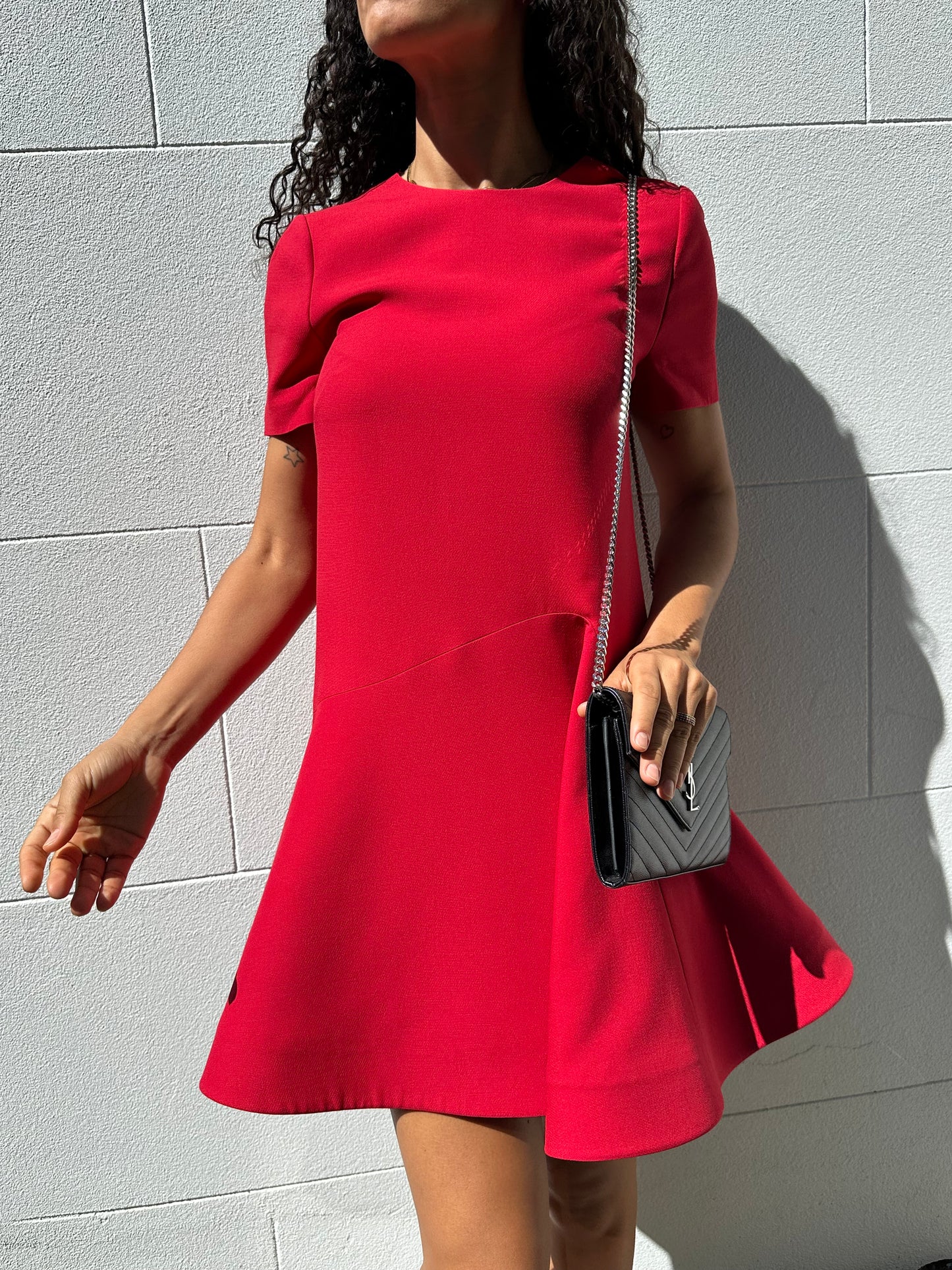 Valentino Red Wool Mini Dress Size 40