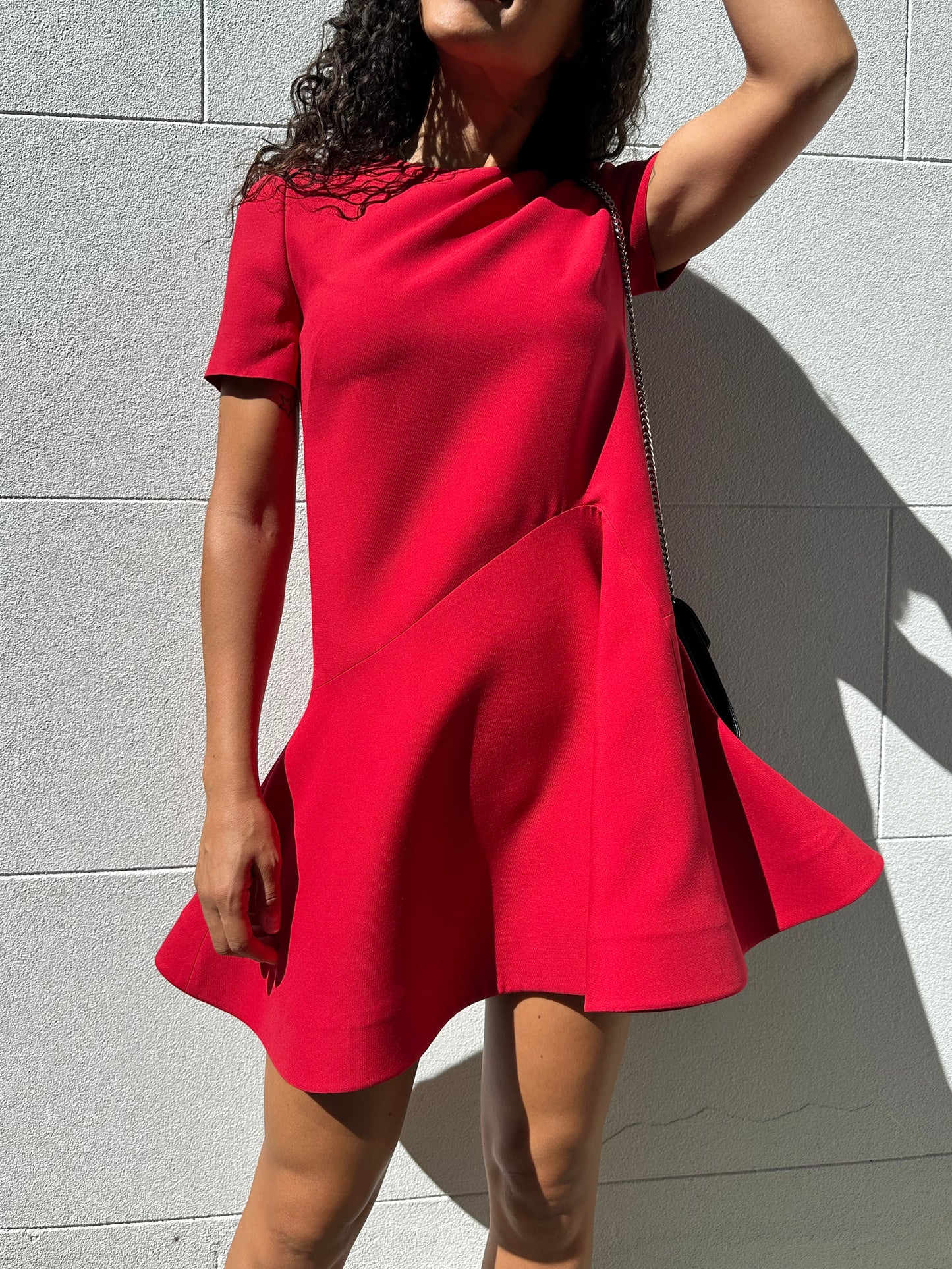 Valentino Red Wool Mini Dress Size 40