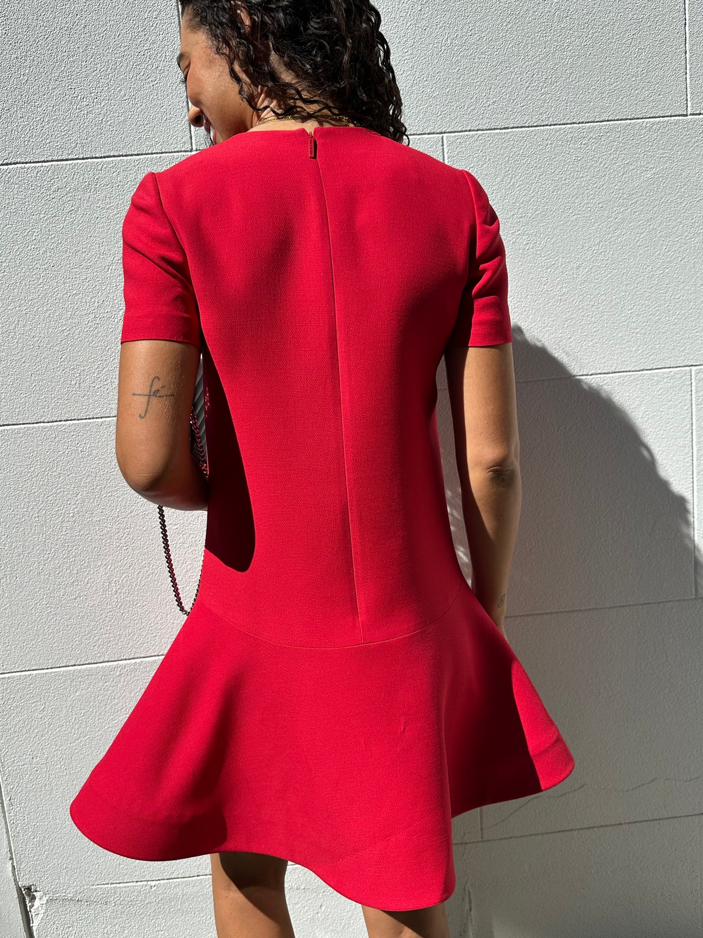 Valentino Red Wool Mini Dress Size 40