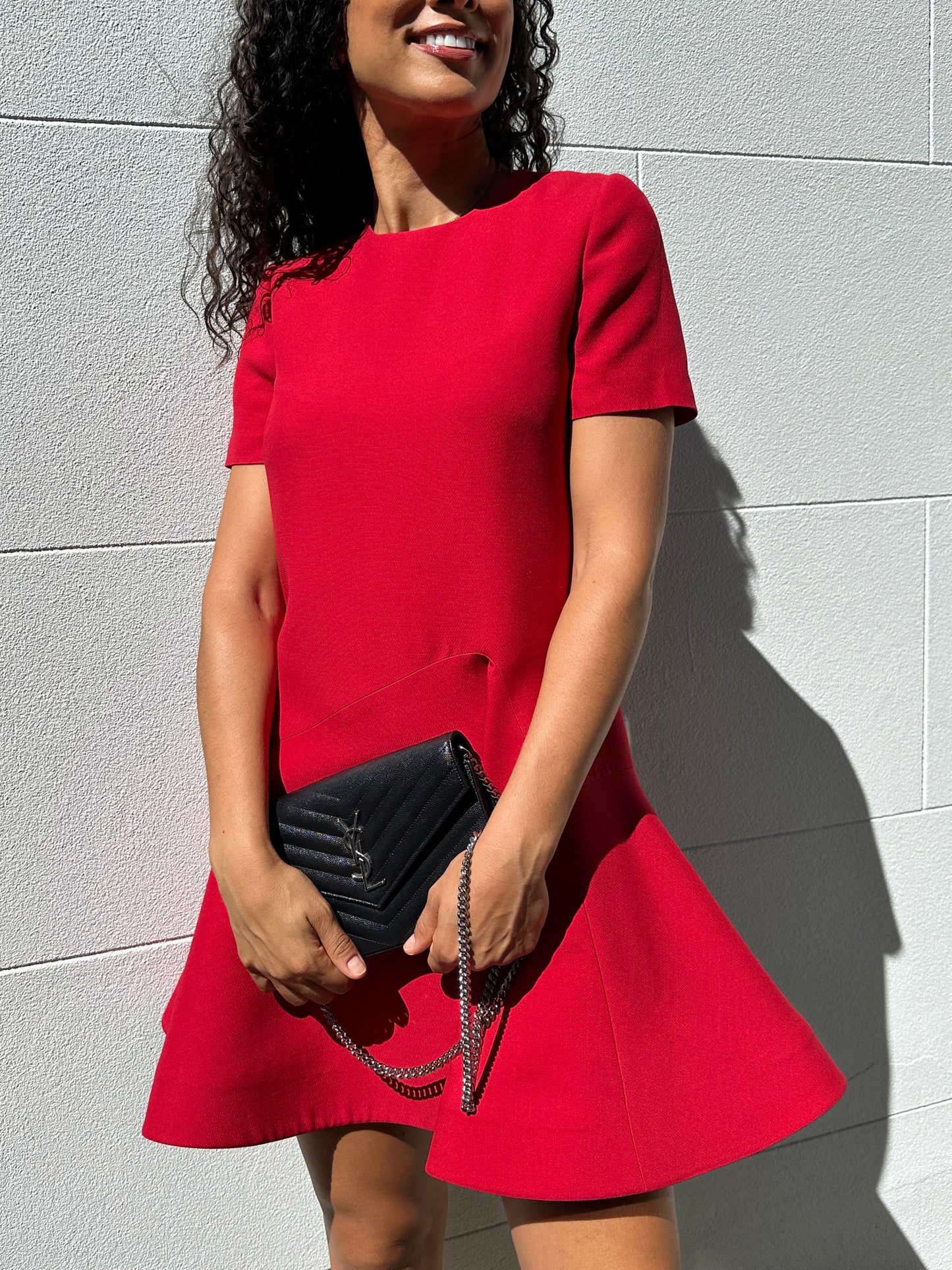 Valentino Red Wool Mini Dress Size 40