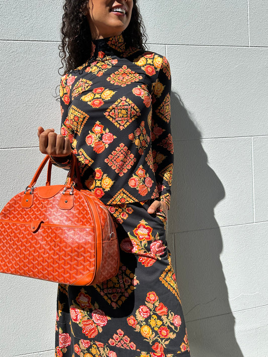 La Double J Orange Floral Set Size XS