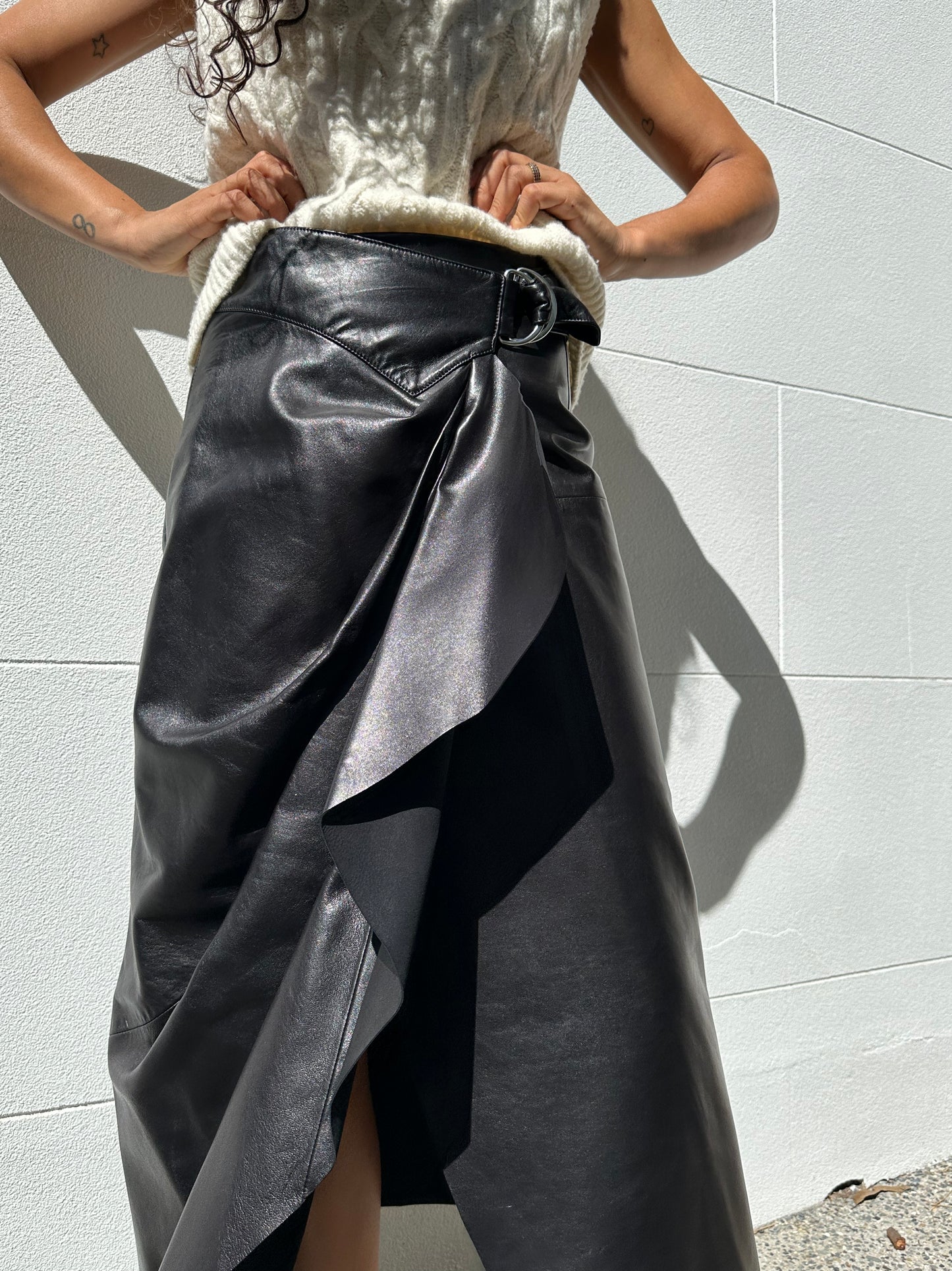 Isabel Marant Black Leather Skirt Size 36