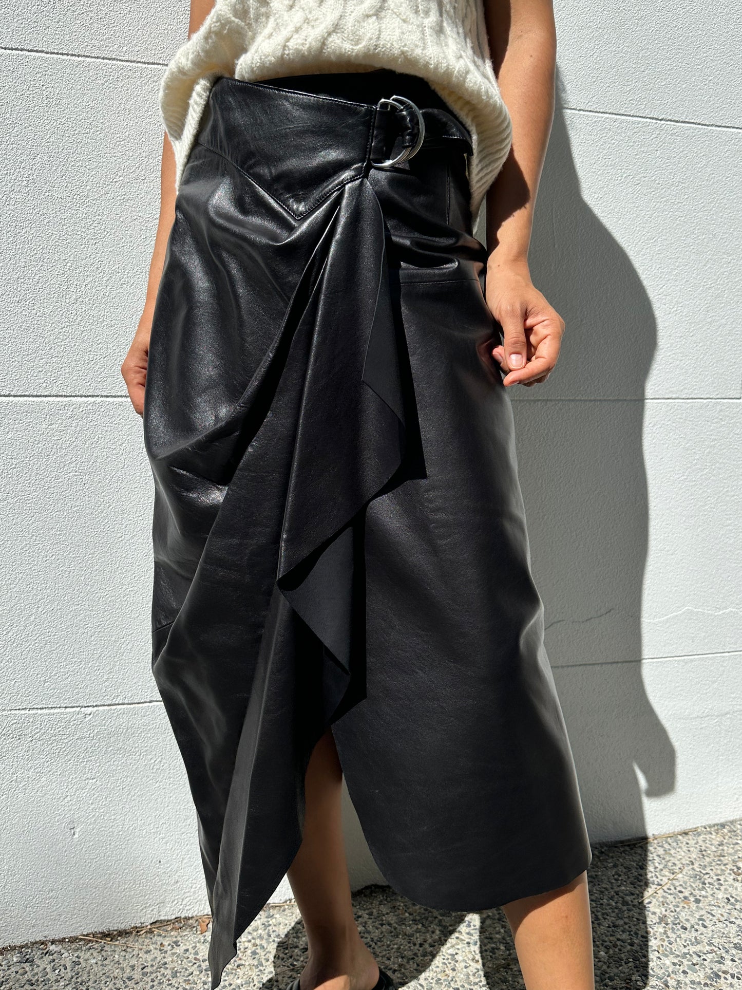 Isabel Marant Black Leather Skirt Size 36