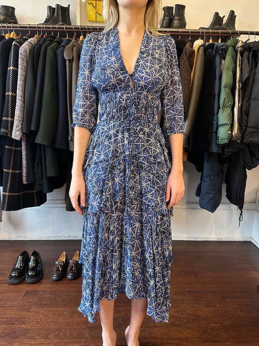 Maje Blue Print Dress Size 36
