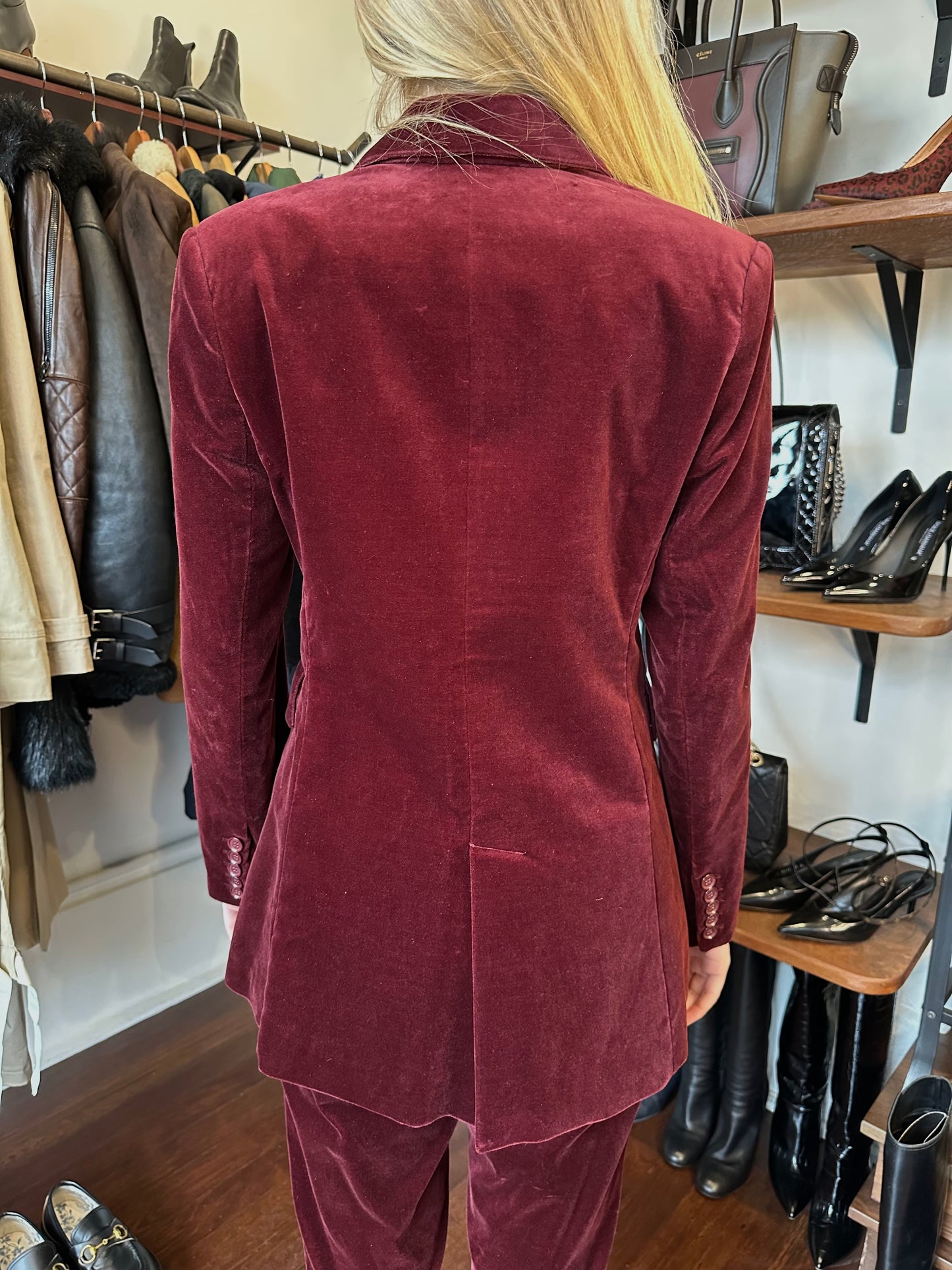 Scanlan Theodore Burgundy Velvet Suit Size 10