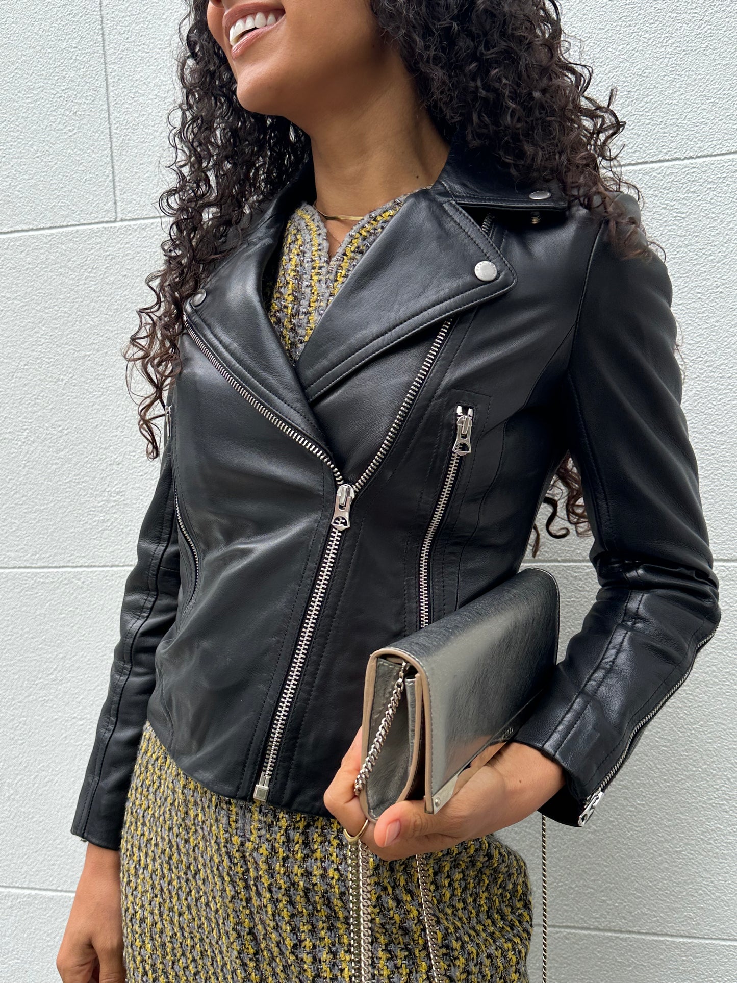 Rag And Bone Black Leather Biker Jacket Size XXS