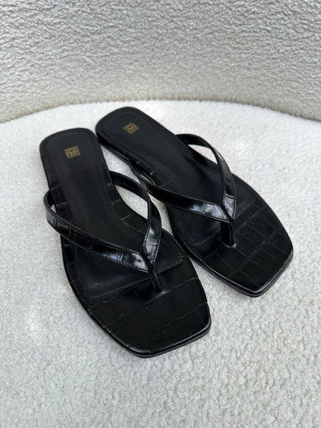 Toteme Black Croc Sandals Size 38