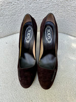 Tods Chocolate Suede Heels Size 40