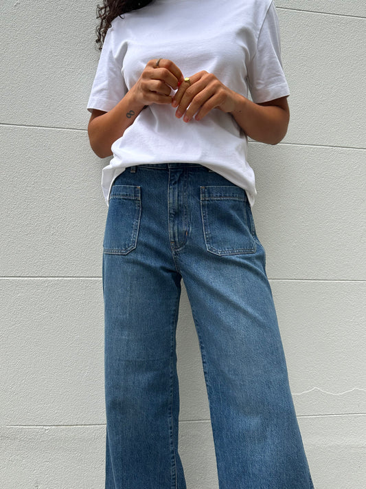 Chloe Blue Patch Pocket Jeans Size 30