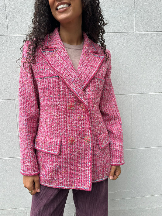 Chanel Hot Pink Tweed Jacket Size 40