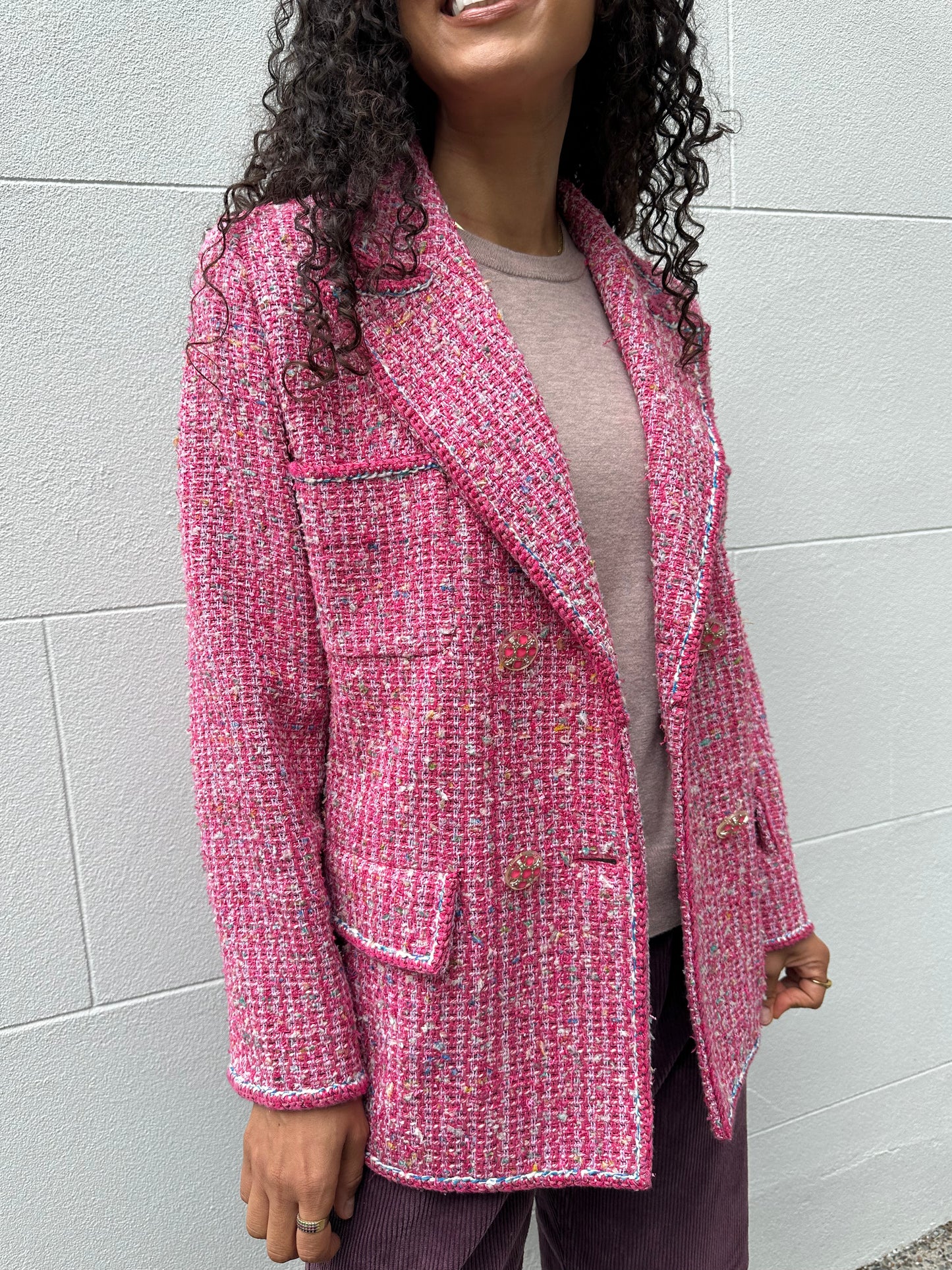 Chanel Hot Pink Tweed Jacket Size 40