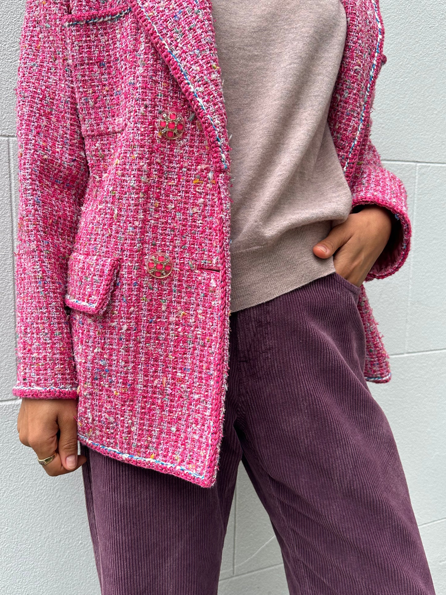Chanel Hot Pink Tweed Jacket Size 40